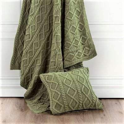 Sage color knitted throw pillow and blanket - Your Western Decor