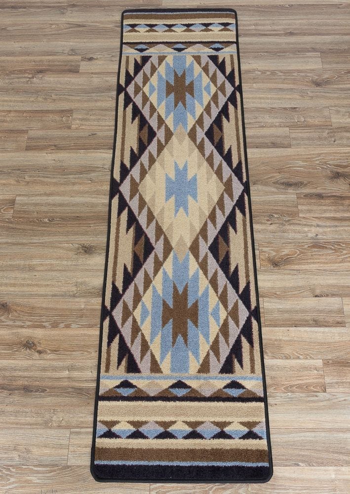 Sallisaw Southwest Floor Runner with Blue - Made in the USA - Your Western Decor