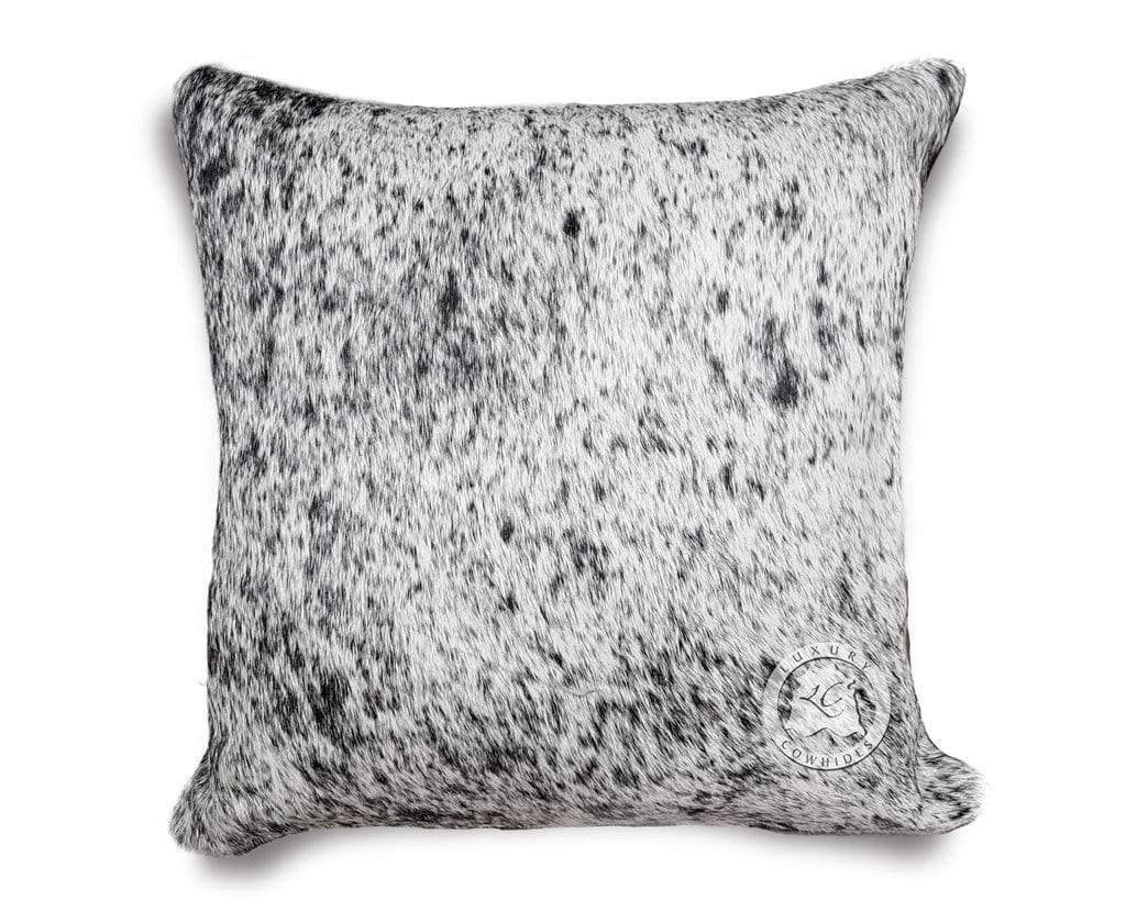 Black and white peppered cowhide throw pillow