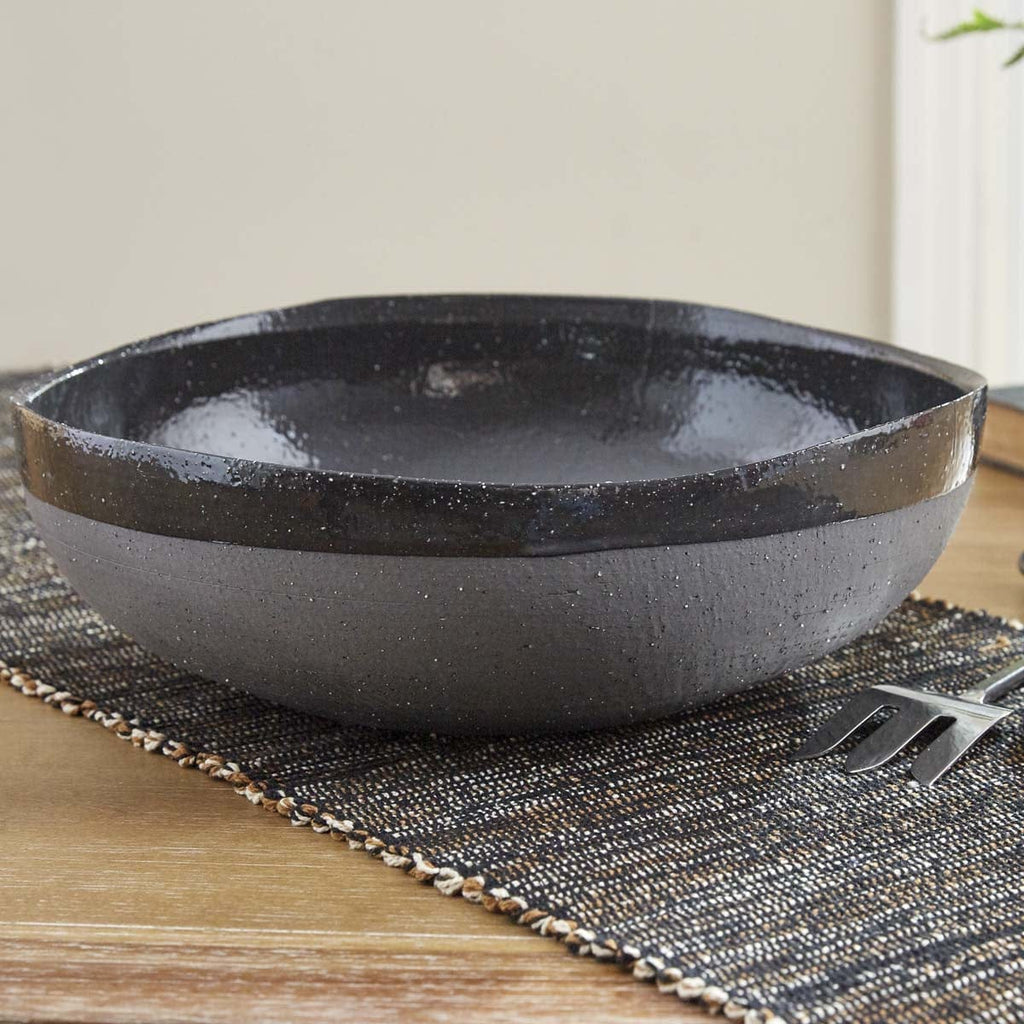 Dark grey and black sandstone slate serving bowl. Your Western Decor