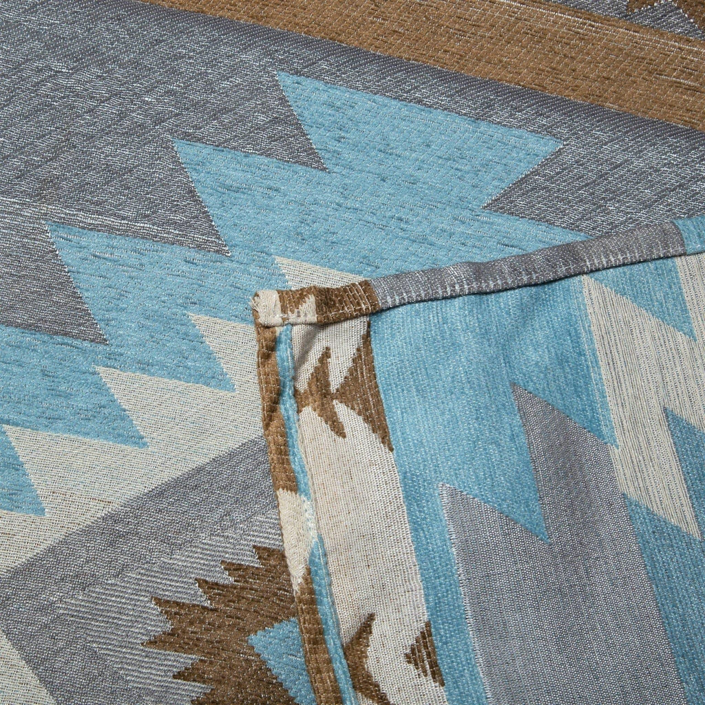 Santa Fe Sky blue, grey, tan and cream southwestern shower curtain. Your Western Decor