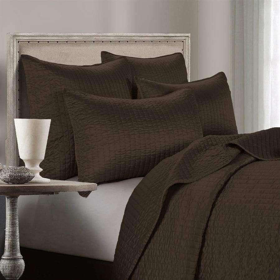 Dark brown satin quilted coverlet and pillow shams - Your Western Decor