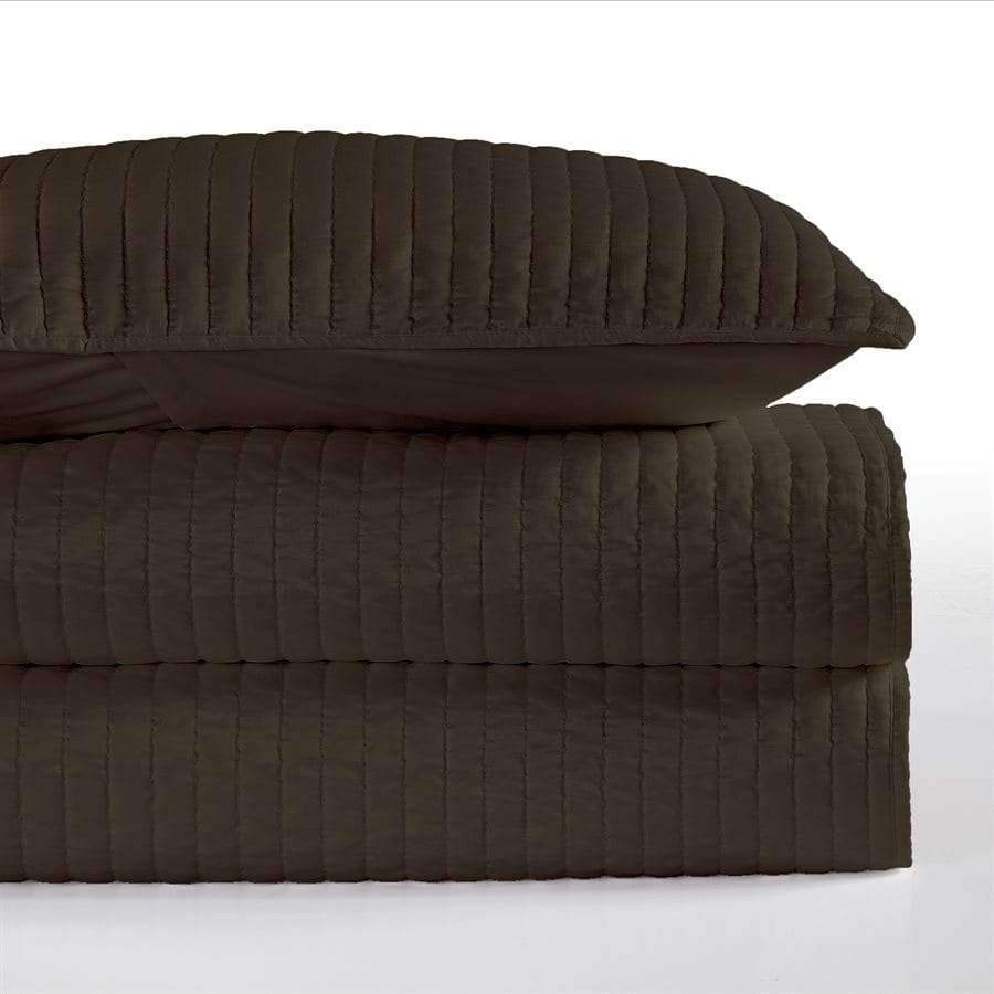 Dark Chocolate Brown Satin Quilted Coverlet Set - Your Western Decor, LLC