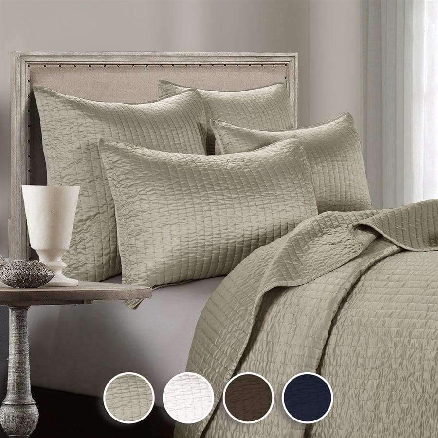 Taupe satin quilted coverlet and pillow shams - Your Western Decor