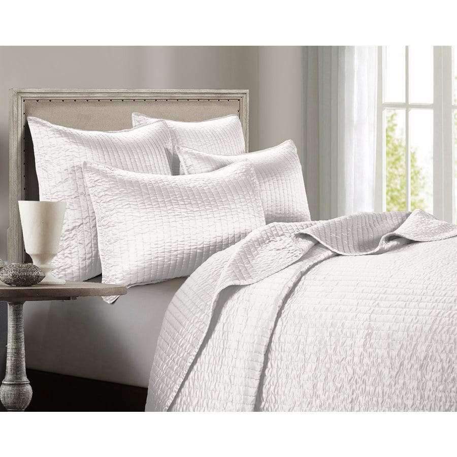 White satin quilted coverlet and pillow shams - Your Western Decor