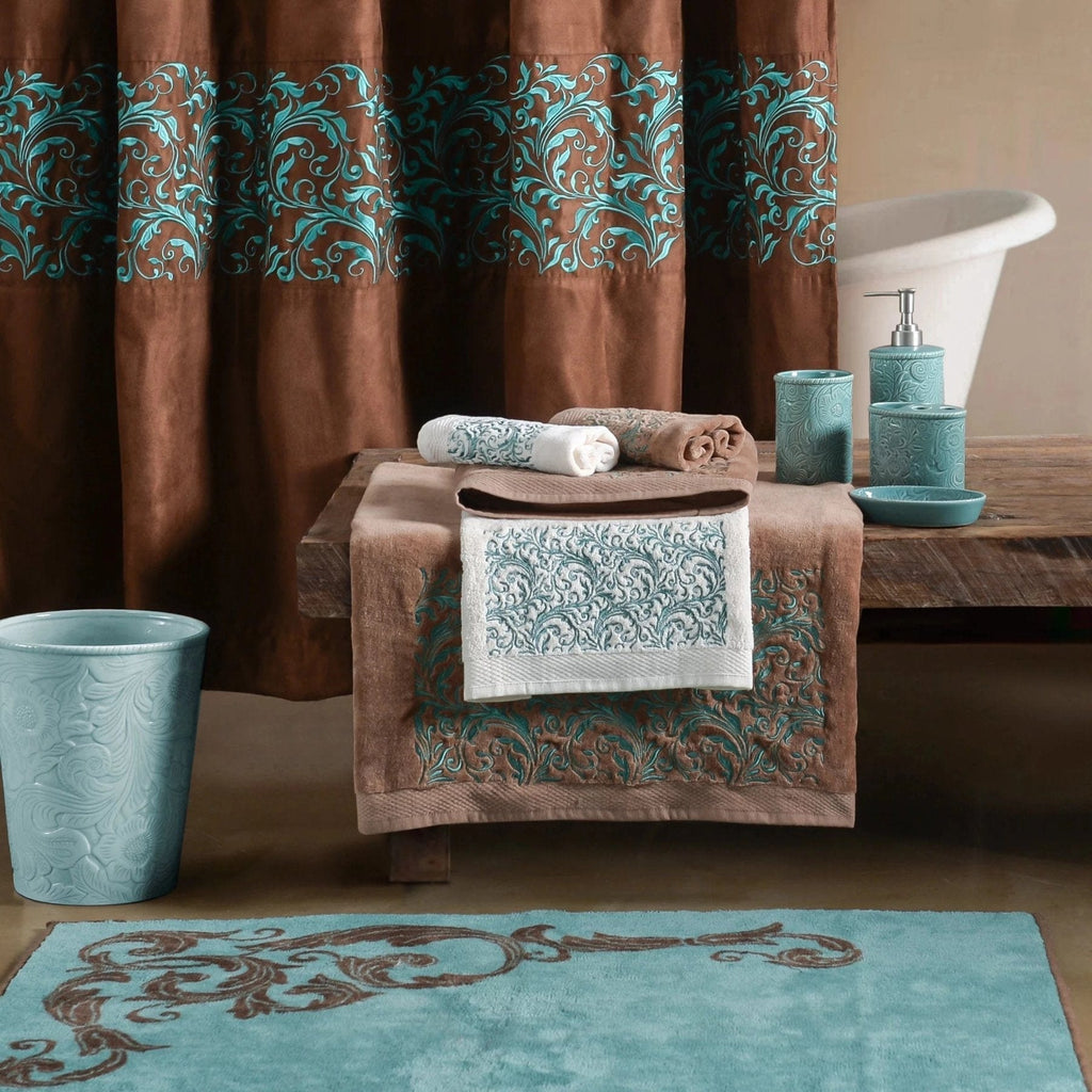 Turquoise embossed bath accessories - Your Western Decor