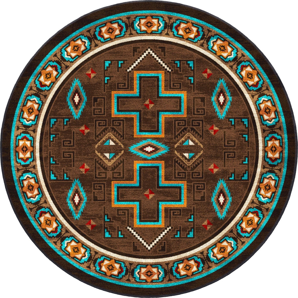 Sawtooth Southwestern Round Area Rug made in the USA - Your Western Decor