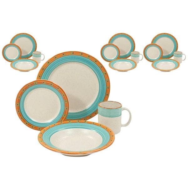 16 piece hand painted sedona southwest dinnerware made in the USA. Your Western Decor