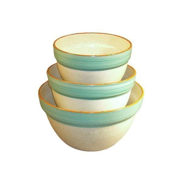 3-piece ceramic, hand painted southwestern style mixing bowl set. Made in the USA. Your Western Decor