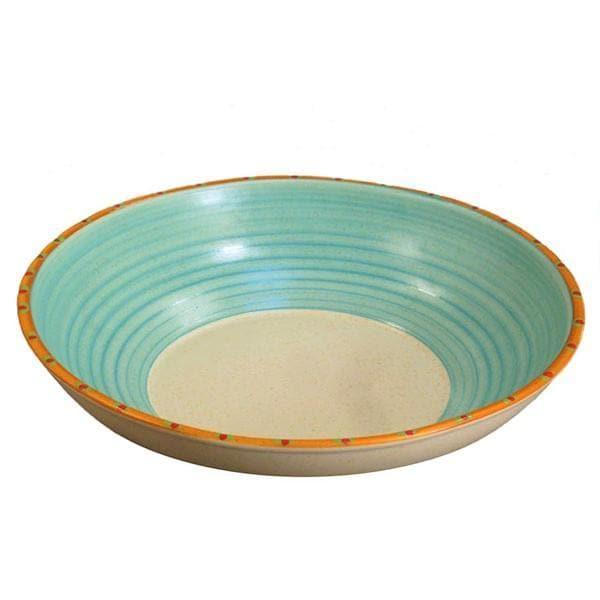 Spanish style ceramic serving bowl. hand made, hand painted. Made in the USA