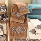 Diamond embroidered towels in cream and mocha. Your Western Decor