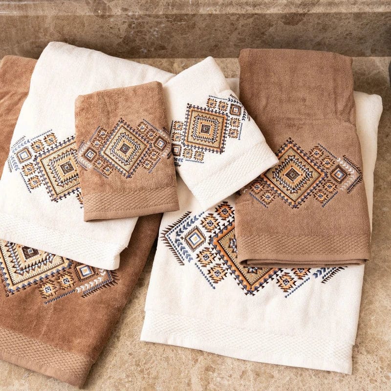 Sedona Summer Bathroom Towel Sets in cream and mocha - Your Western Decor