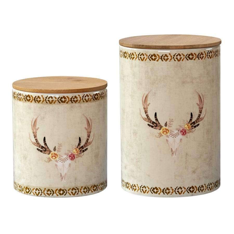 Sedona Summer deer skull and floral kitchen canister set - Your Western Decor