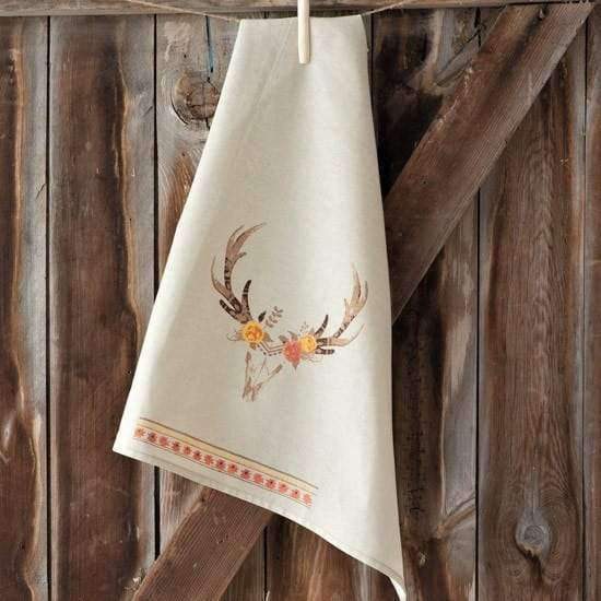 Sedona summer deer skull and floral kitchen towels - Your Western Decor