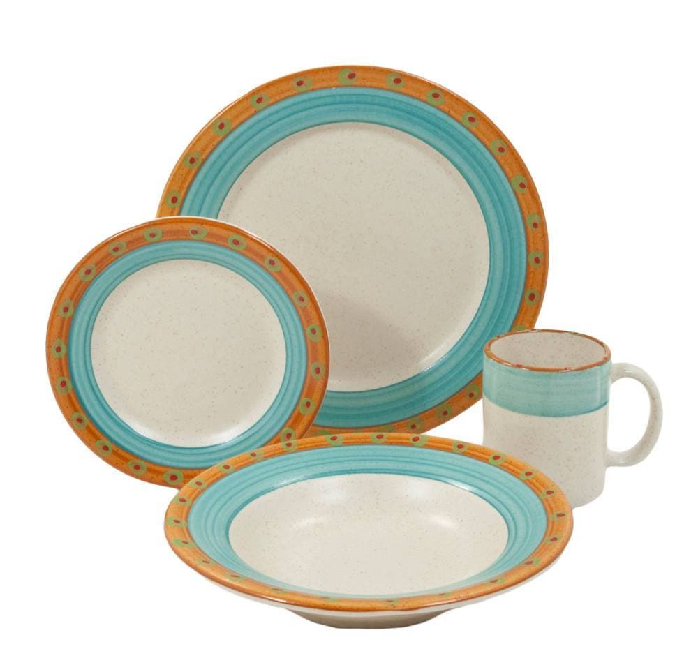 4 piece hand painted sedona southwest dinnerware made in the USA. Your Western Decor
