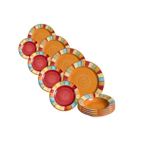 12 piece hand painted southwestern serape dinnerware set. Made in the USA. Your Western Decor