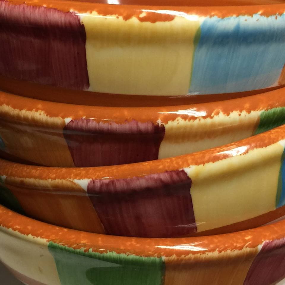 Hand painted serape bowls detail. Made in the USA. Hand painted. Your Western Decor