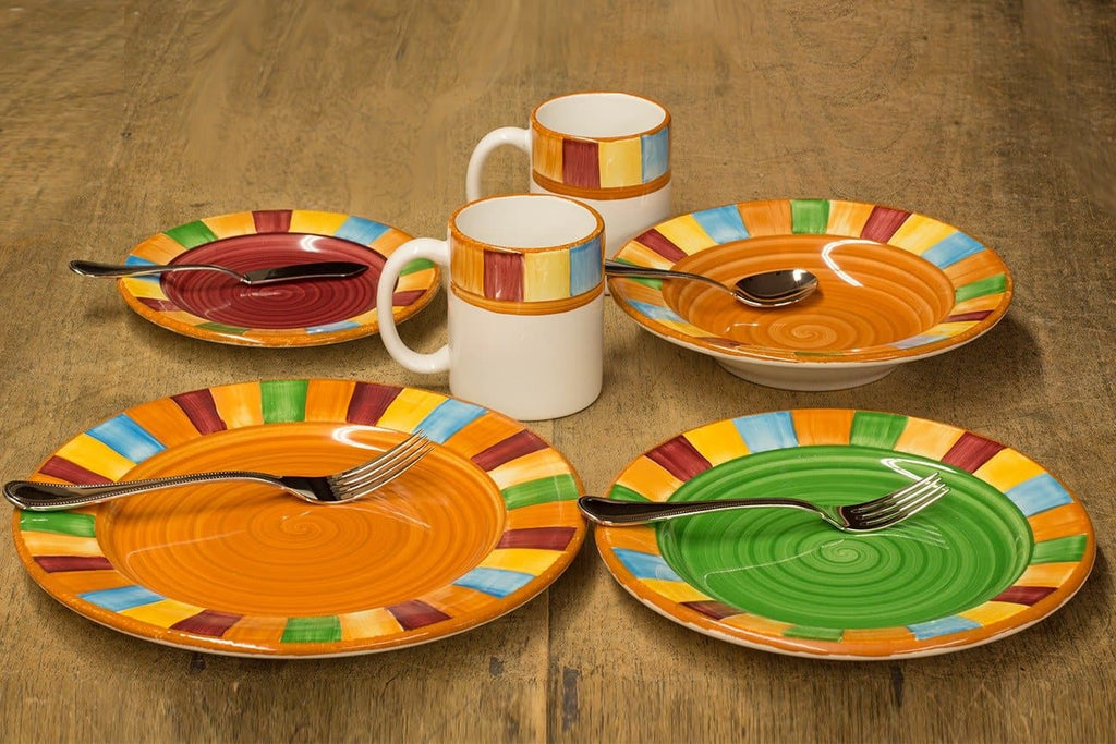 Handmade, hand painted, made in the USA. Colorful Southwestern dinnerware. Your Western Decor