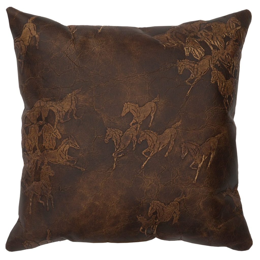 Settler Leather Embossed Throw Pillow made in the USA - Your Western Decor