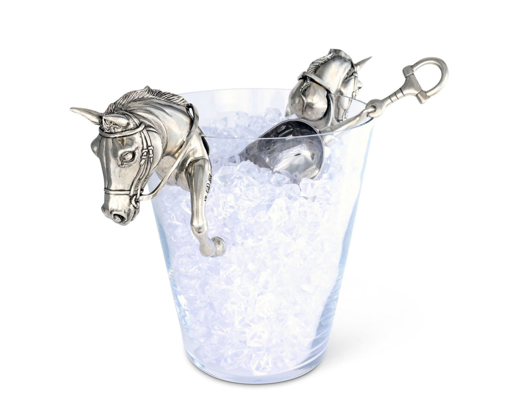 pewter show horse and glass ice tub. Your Western Decor.