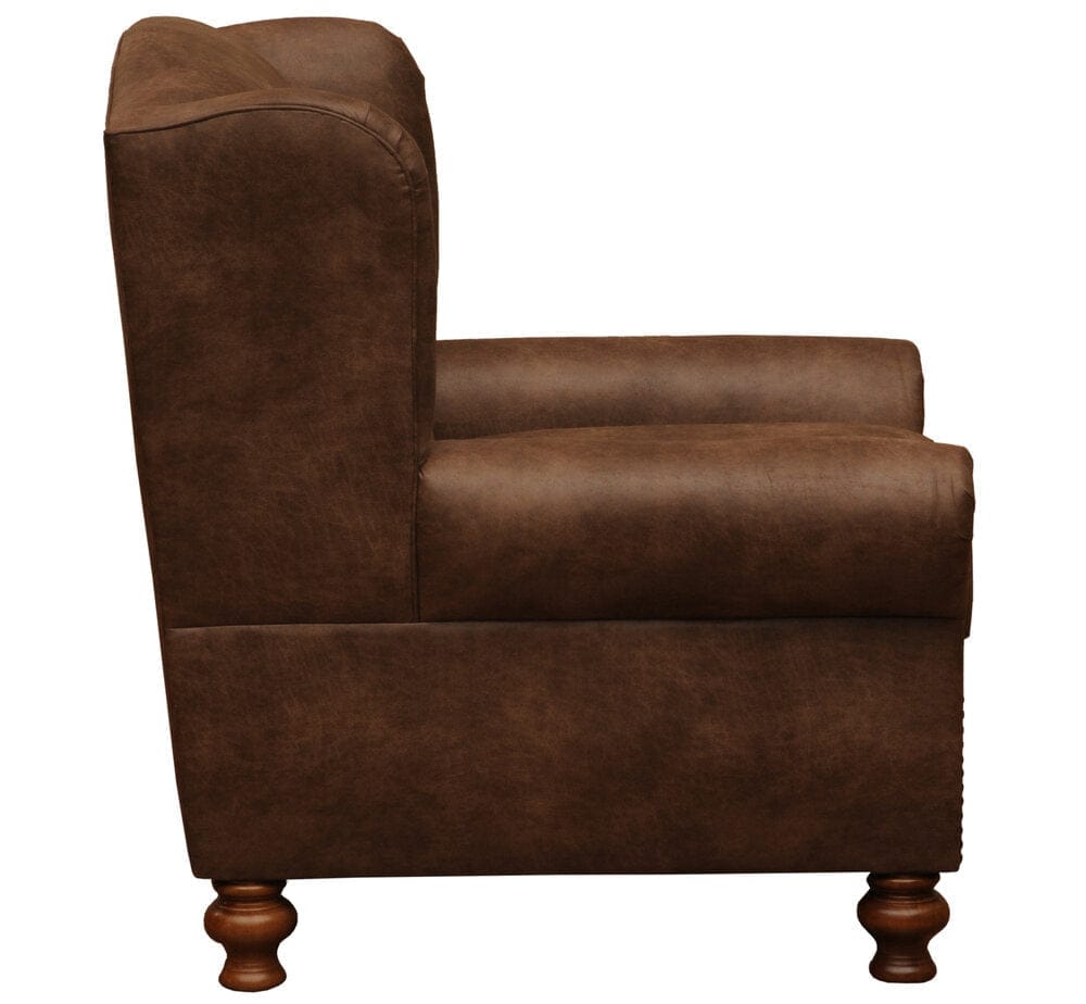 Western Faux Leather Club Chair side view - Your Western Decor