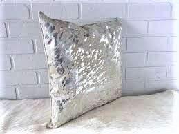 Silver metallic cowhide 15" accent pillow - Your Western Decor, LLC