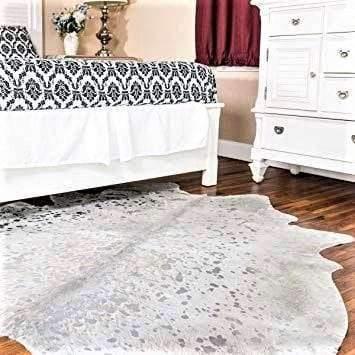 Silver metallic acid washed Brazilian cowhide rug - Your Western Decor, LLC