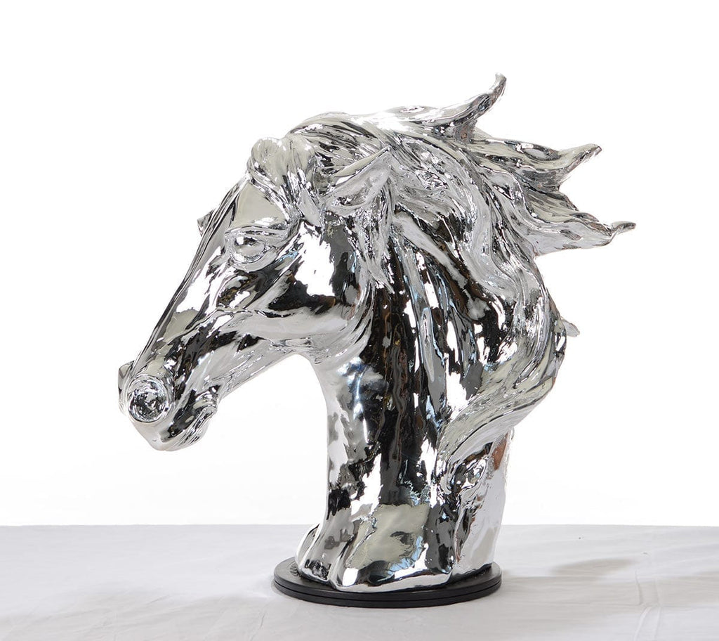 Silver Mustang Glass Horse Sculpture - Your Western Decor