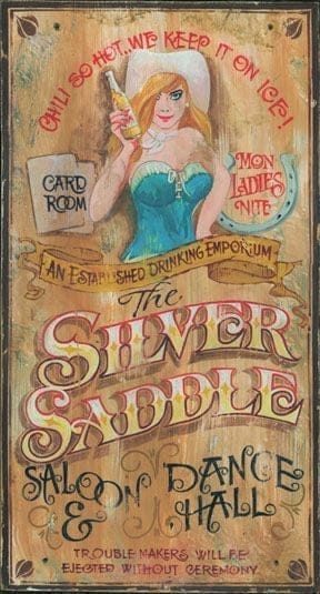 Silver Saddle Saloon Vintage Sign - Your Western Decor, LLC