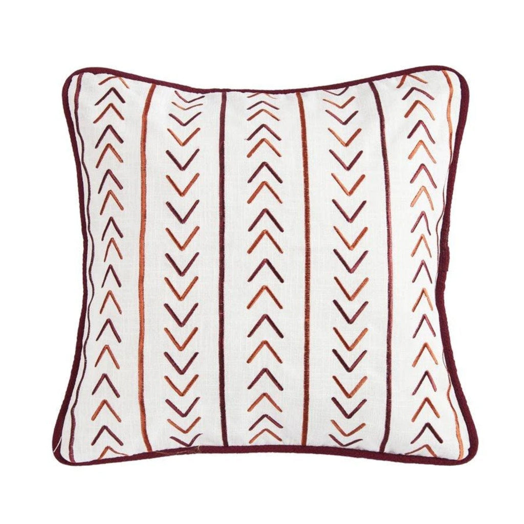 Solace Embroidered Throw Pillow w/ Stripes - Your Western Decor