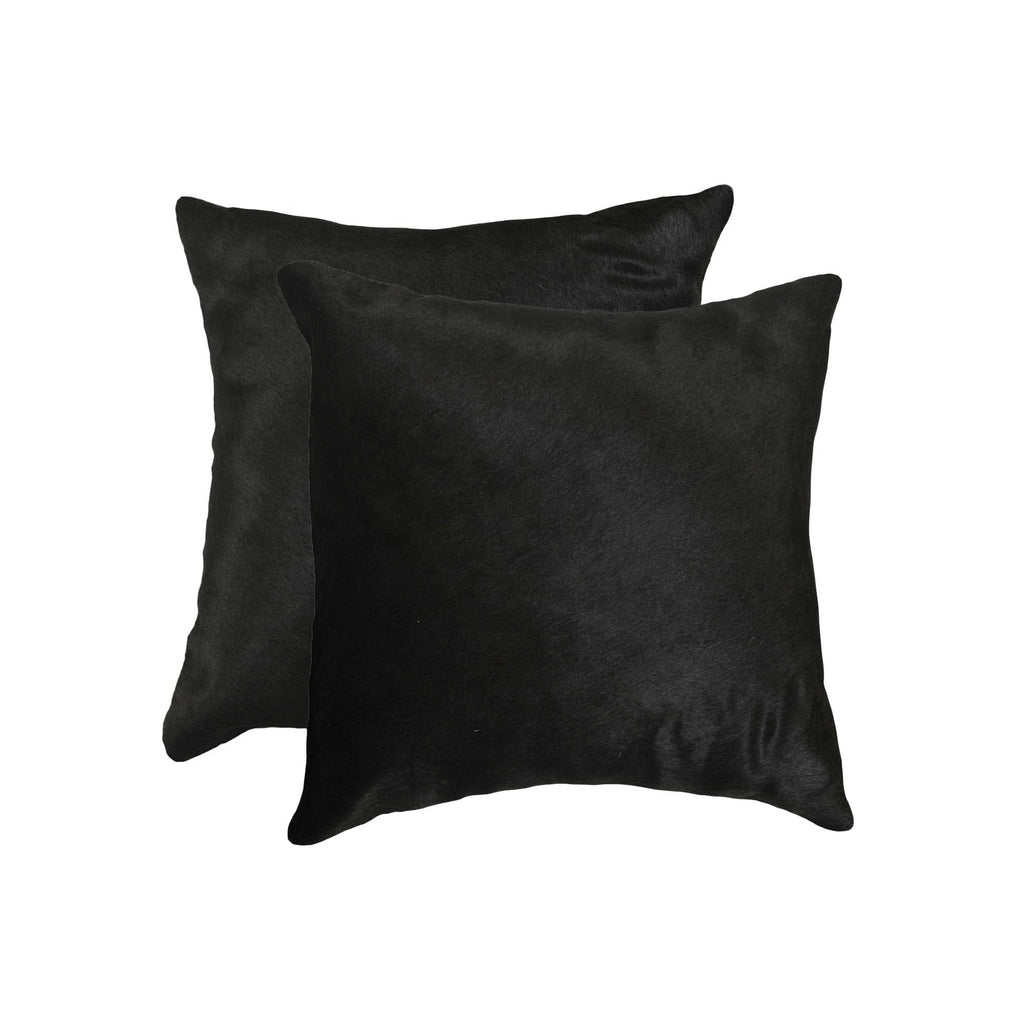 Solid Black Cowhide Pillow Pair - Your Western Decor, LLC
