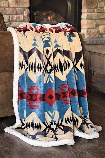 Navajo Sky Southwestern Sherpa Throw Blanket - Your Western Decor, LLC