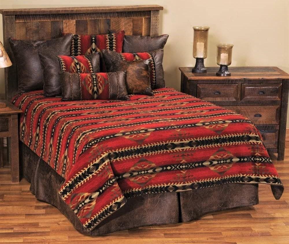 Sorrel red,black,tan southwestern bedding collection. Hand crafted in the USA. Your Western Decor