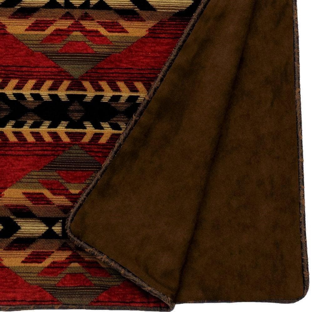 Southwest Sorrel Throw Blanket. Red, tan, black, reversible. Made in the USA. Your Western Decor