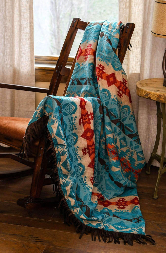 Southwestern Turquoise Throw Blanket - Your Western Decor, LLC