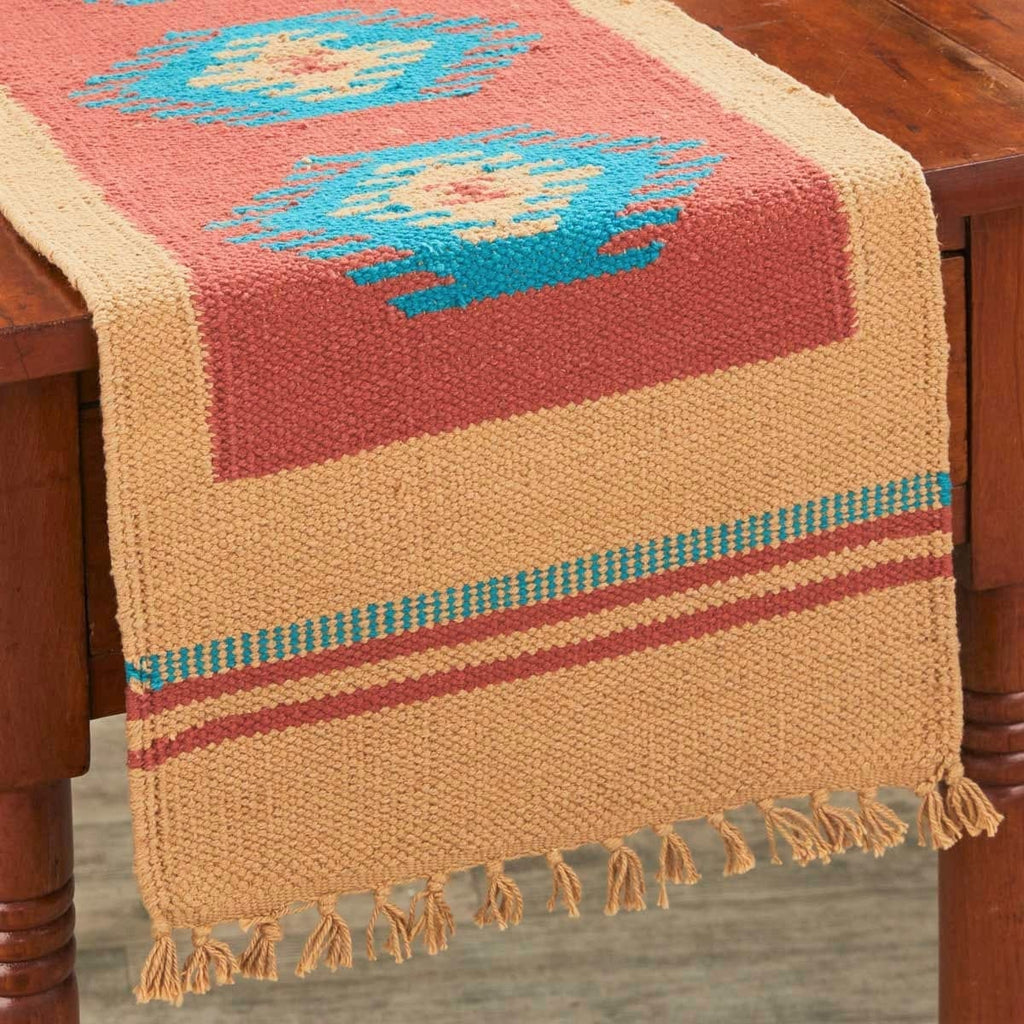 Southwest earthy color woven cotton table runner. Your Western Decor