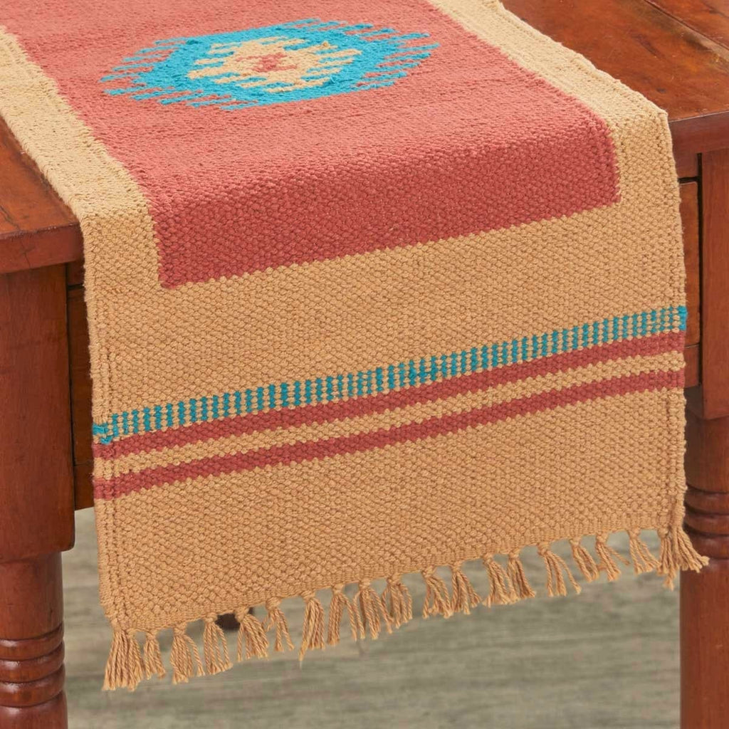 Southwest earthy color woven cotton table runner 54". Your Western Decor