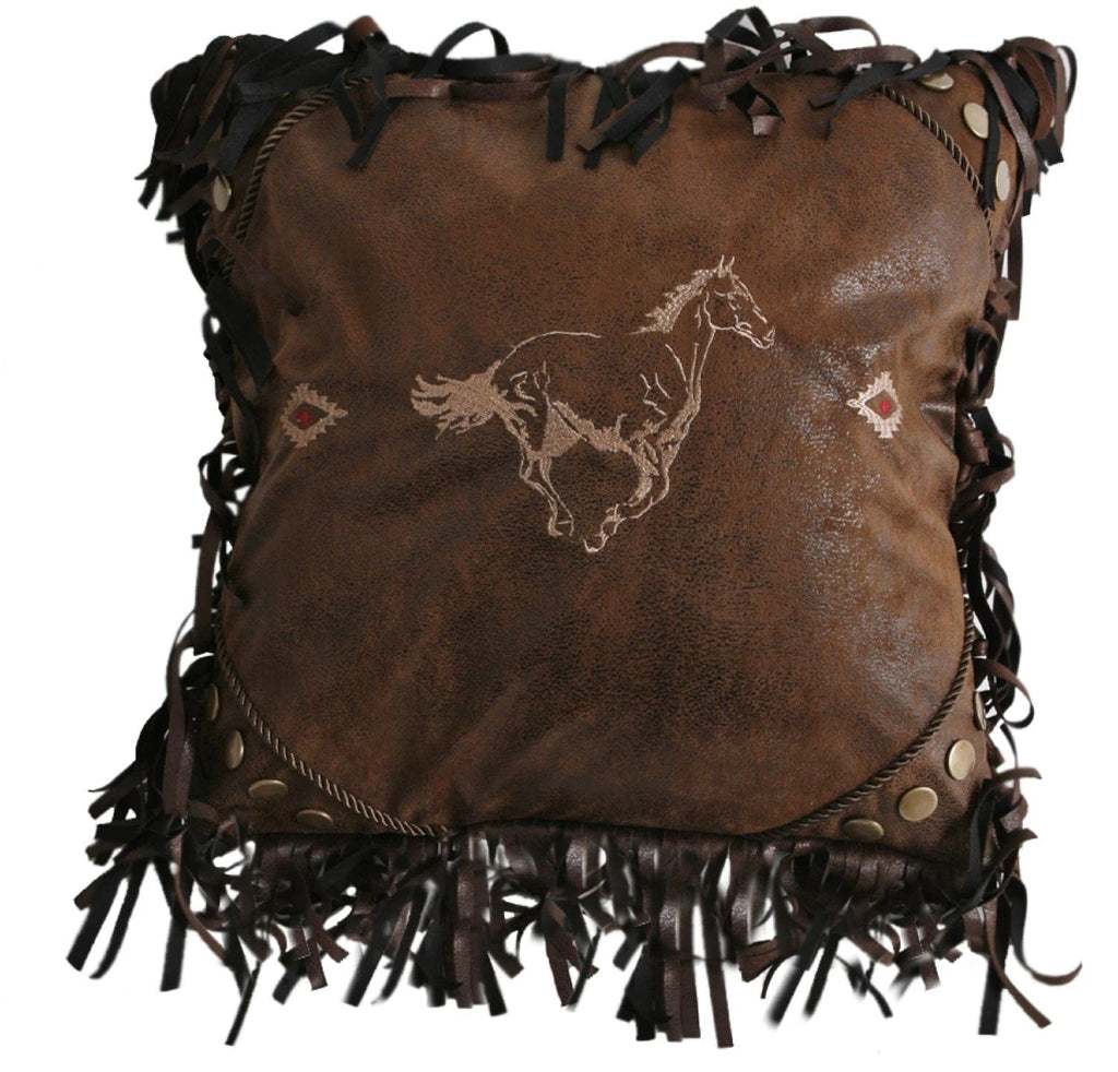 Southwestern Horses Faux Leather Pillow - Your Western Decor