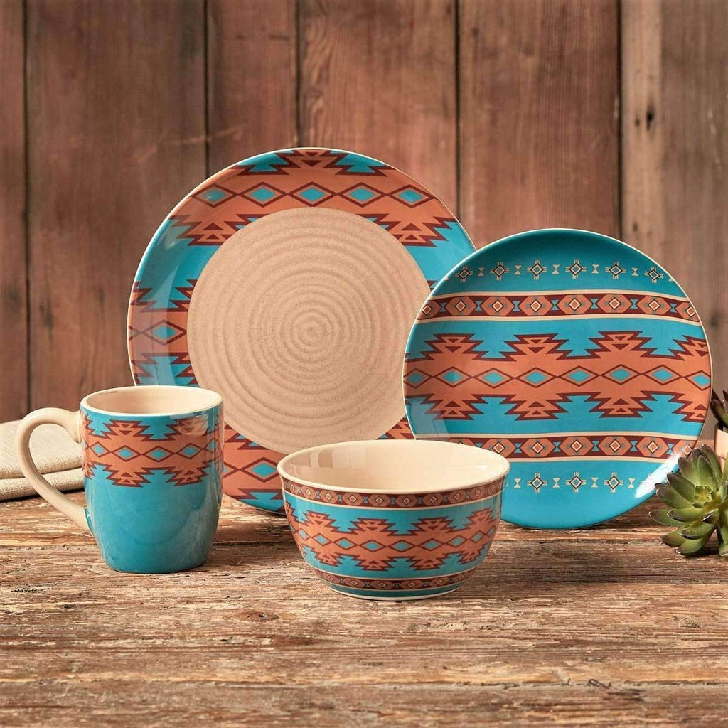 turquoise and tan southwestern dinnerware set at Your Western Decor