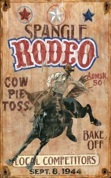 Vintage Spangle Rodeo Sign 1944 - Your Western Decor