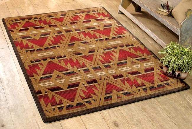 Santa Fe Southwestern Area Rug in red,gold, tan, etc. Rugs made in the USA. Your Western Decor