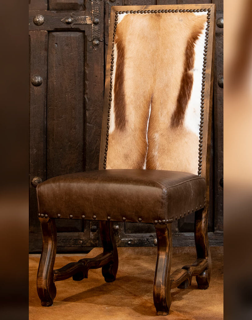 Springbok & Leather Side Chair made in the USA - Your Western Decor