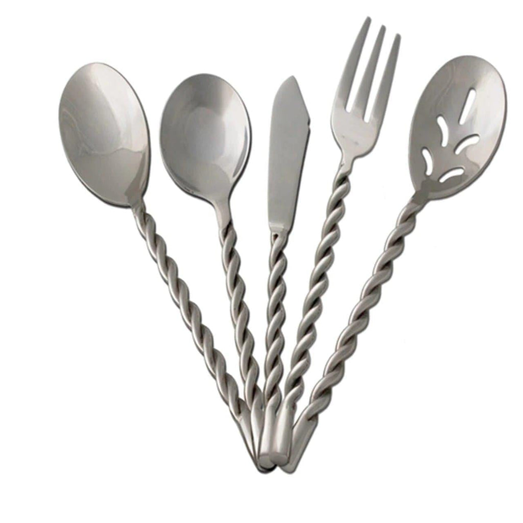 Stainless steel, 5-piece hostess serving set with twisted handles  Your Western Decor