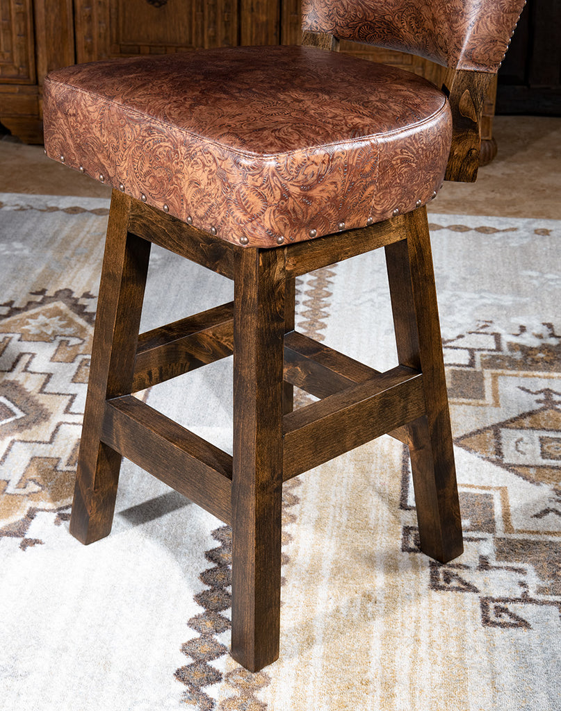 Stamped Leather Armless Bar Chair - furniture made in the USA - Your Western Decor