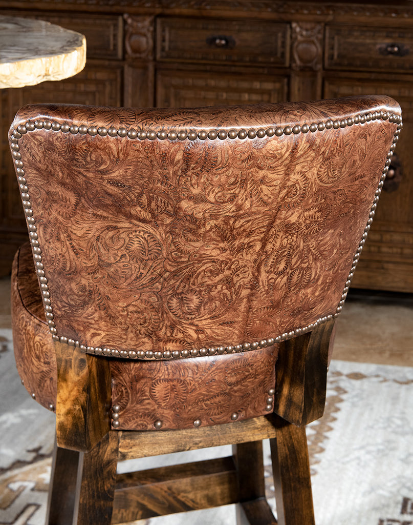 Stamped Leather Armless Bar Chair - furniture made in the USA - Your Western Decor