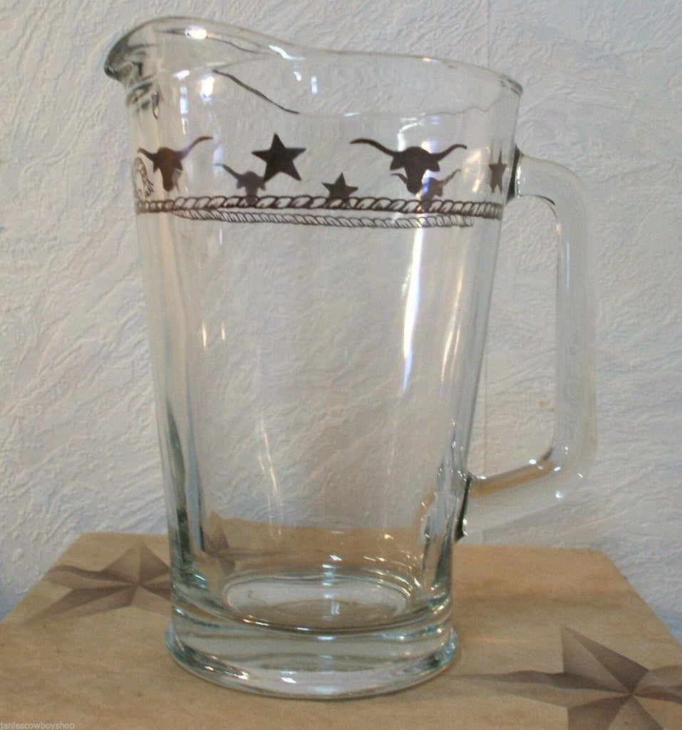 clear glass pitcher with rope, stars and steers imagery - Made in the USA - Your Western Decor