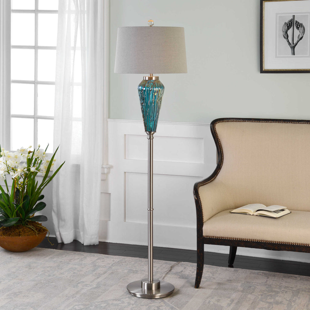 Stella Blue Glass Floor Lamp - Your Western Decor