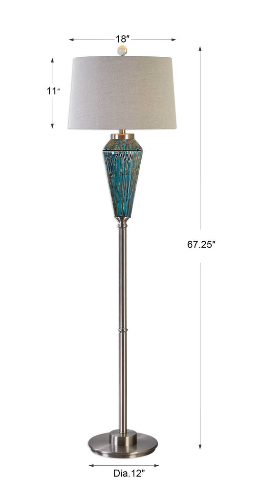 Stella Blue Glass Floor Lamp with Shade - Your Western Decor