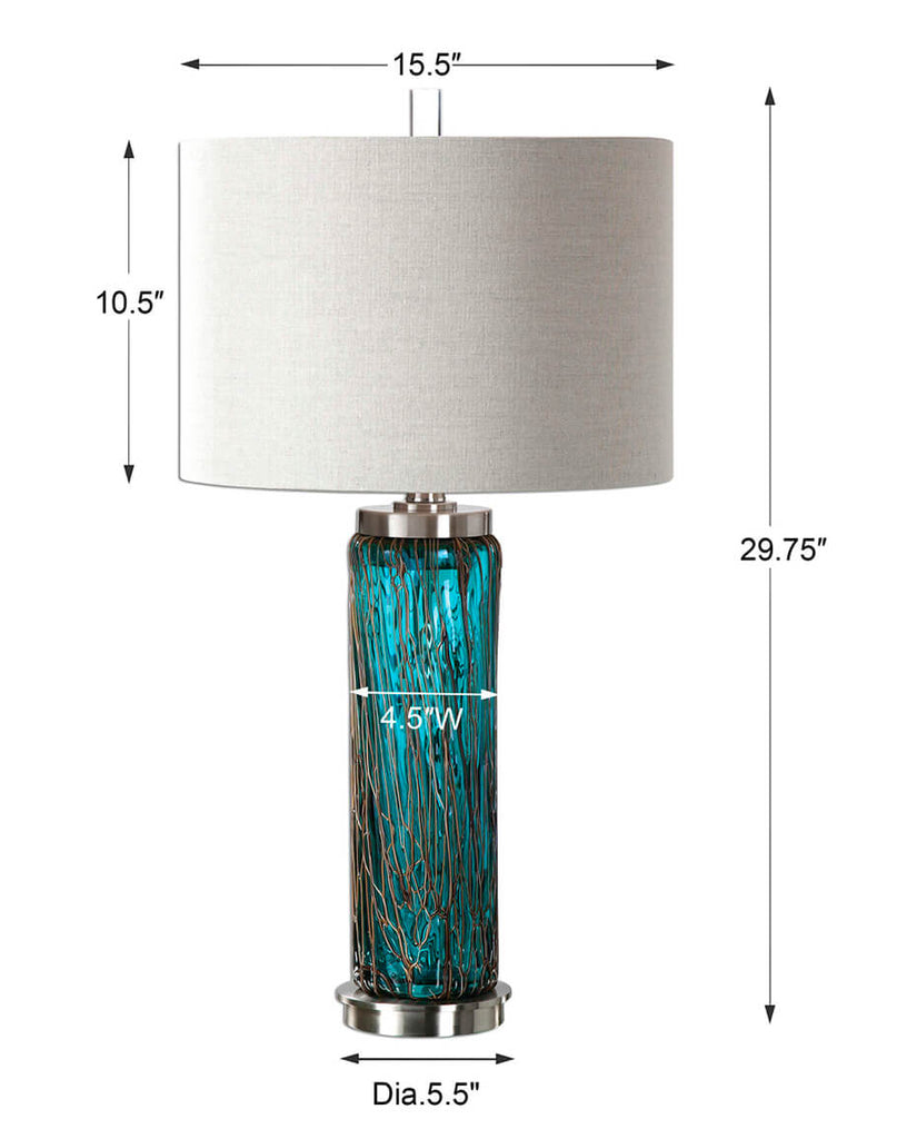 Stella Blue Glass Table Lamp Measurements with Shade - Your Western Decor