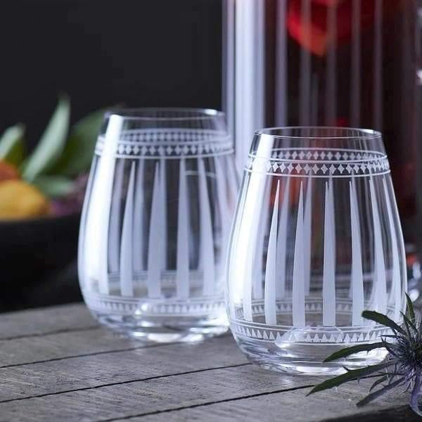 set of 2 stemless crystal wine glasses. Your Western Decor
